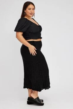 Black Crochet Long Skirt -You And All Fashion Store csl32236 40ab black 4