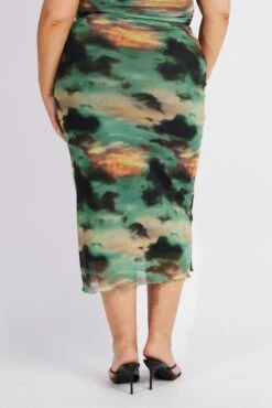 Green Abstract Mesh Bodycon Long Skirt -You And All Fashion Store csl32241bx 84a abstract 5