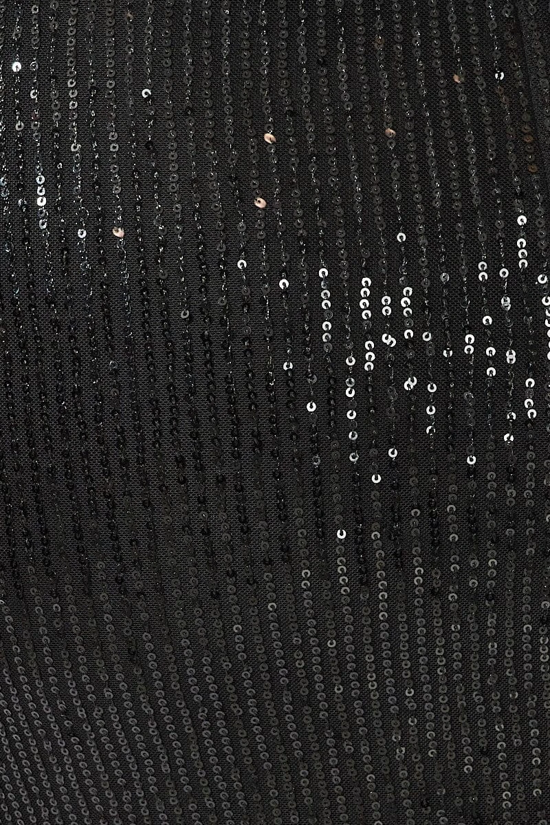 Black Long Sequin Split Skirt 6 Black Long Sequin Split Skirt - Image 6