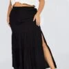 Black Maxiskirt Tassel Tie Side Splits
