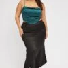 Black Satin Split Maxi Skirt