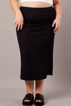 Black Textured Fitted Skirt -You And All Fashion Store csl32319 47ab black 3