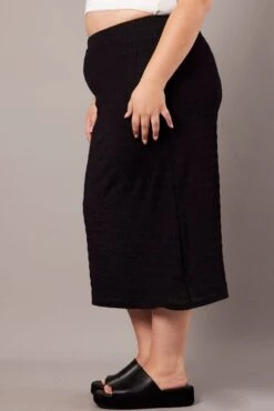 Black Textured Fitted Skirt -You And All Fashion Store csl32319 47ab black 4