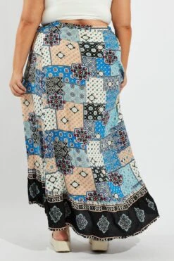 Multi Boho Wrap Maxi Skirt -You And All Fashion Store csl32347 34ab boho 5