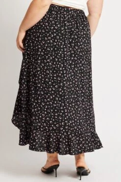 Black Ditsy Frill Maxi Skirt 10 Black Ditsy Frill Maxi Skirt -You And All Fashion Store csl32390 10a ditsy 5