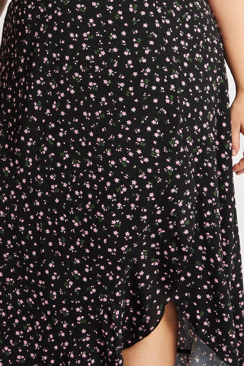 Black Ditsy Frill Maxi Skirt 6 Black Ditsy Frill Maxi Skirt - Image 6