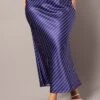 Blue Stripe Pinstripe Bias Satin Skirt