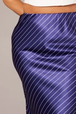 Blue Stripe Pinstripe Bias Satin Skirt -You And All Fashion Store csl32418 47ab stripe 6