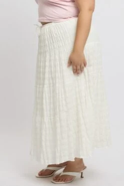 White Textured Tiered Maxiskirt -You And All Fashion Store csl32483 47a white 4