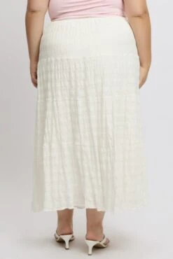 White Textured Tiered Maxiskirt -You And All Fashion Store csl32483 47a white 5