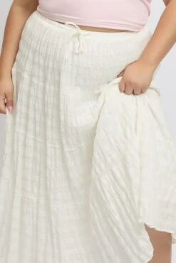 White Textured Tiered Maxiskirt -You And All Fashion Store csl32483 47a white 6