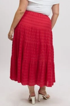 Red Textured Tiered Maxiskirt 10 Red Textured Tiered Maxiskirt -You And All Fashion Store csl32483a 47ab watermelon 5