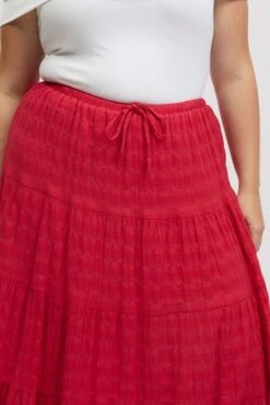 Red Textured Tiered Maxiskirt 11 Red Textured Tiered Maxiskirt -You And All Fashion Store csl32483a 47ab watermelon 6