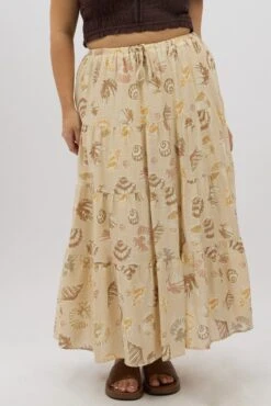 Beige Abstract Tiered Tie Waist Maxiskirt -You And All Fashion Store csl32483c 47a abstract 3