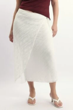 White Stretch Lace Wrap Maxi Skirt -You And All Fashion Store csl32550 47ab white 3