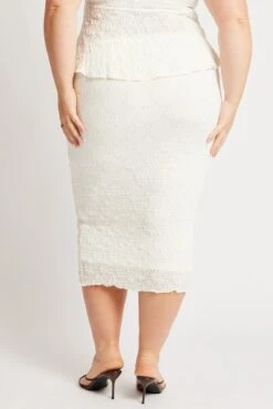 White Bubble Lace Texture Skirt -You And All Fashion Store csl32561x 84ab white 5