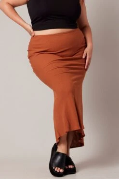 Brown Bias Linen Slip Maxi Skirt -You And All Fashion Store csl3516a 47ab clay 3