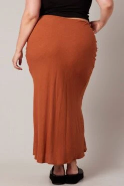 Brown Bias Linen Slip Maxi Skirt -You And All Fashion Store csl3516a 47ab clay 5