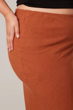 Brown Bias Linen Slip Maxi Skirt -You And All Fashion Store csl3516a 47ab clay 6