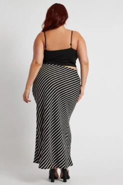 Black Stripe Bias Stripe Maxi Skirt -You And All Fashion Store csl3516x 47ab stripe 5