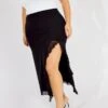 Black Mesh Frill Panel Skirt