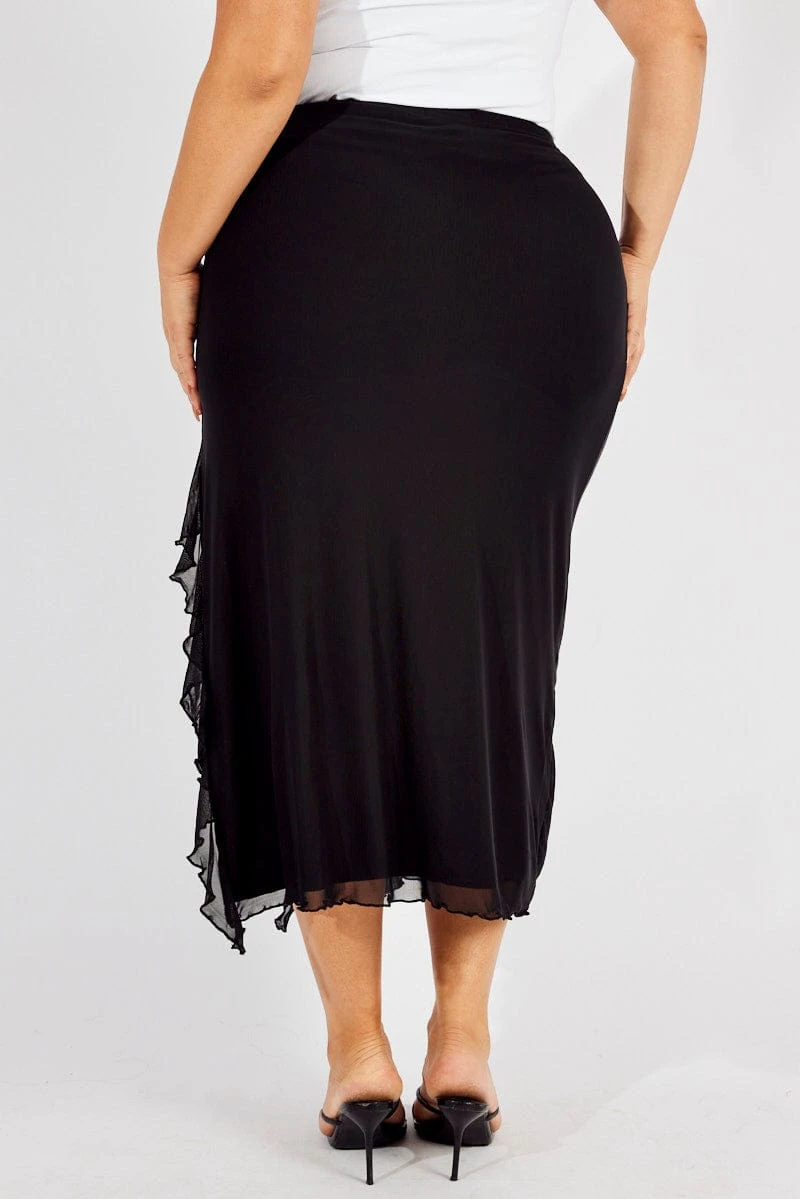 Black Mesh Frill Panel Skirt 5 Black Mesh Frill Panel Skirt - Image 5