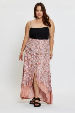 Boho Print Maxi Skirt High-low -You And All Fashion Store csl5103k 81b boho prt 3