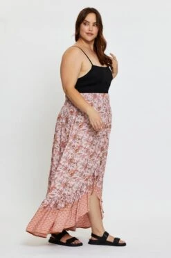 Boho Print Maxi Skirt High-low -You And All Fashion Store csl5103k 81b boho prt 4