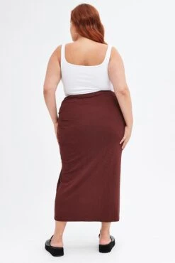 Brown Midi Skirt Rib Ruched 10 Brown Midi Skirt Rib Ruched -You And All Fashion Store csl8361 43rb brown 5
