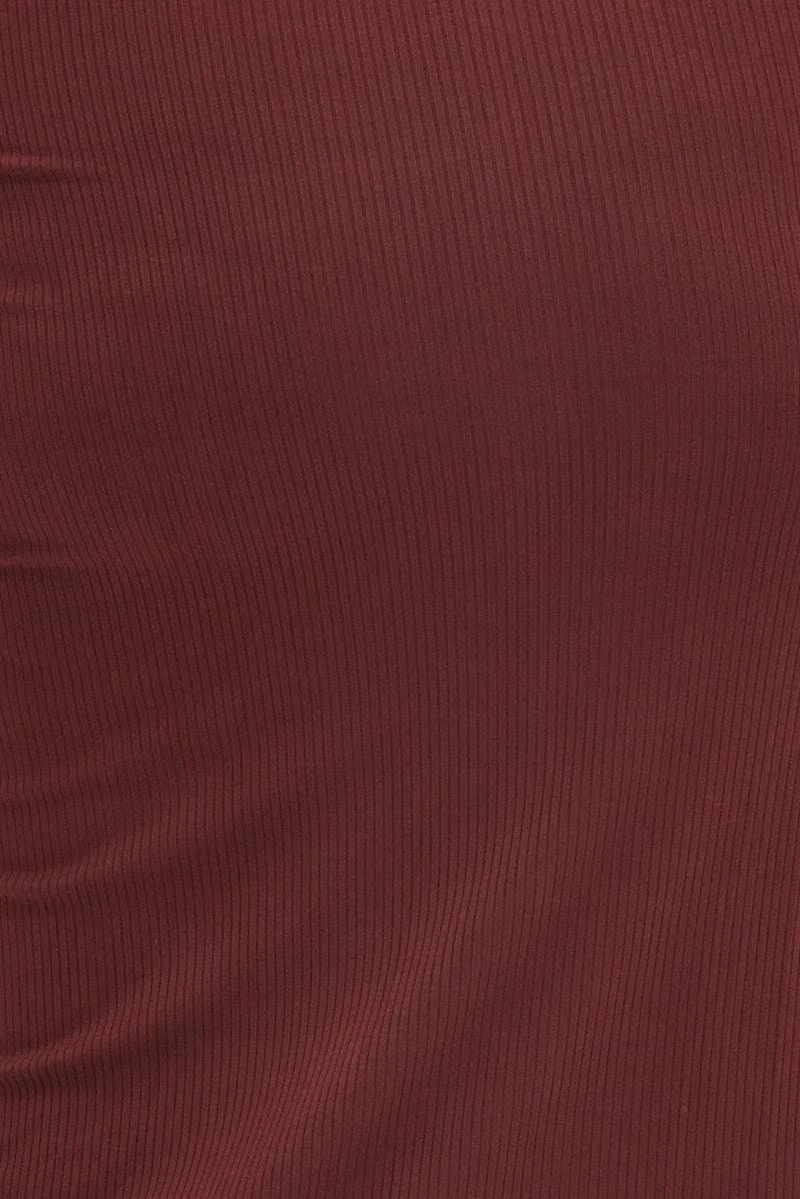 Brown Midi Skirt Rib Ruched 6 Brown Midi Skirt Rib Ruched - Image 6