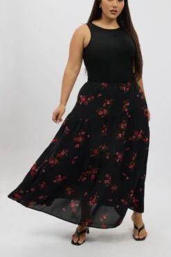 Black Floral Maxi Skirt