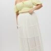 White Tiered Crinkle Maxi Skirt