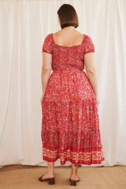 Red Boho Maxi Skirt Tiered -You And All Fashion Store cslw10564d 33rb boho 5