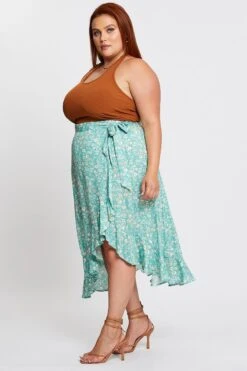 Floral Print Maxi Skirt Ruffle Hem -You And All Fashion Store csm0001a 33lb floral prt 4