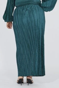 Green Midi Skirt Side Split Plisse 10 Green Midi Skirt Side Split Plisse -You And All Fashion Store csm1064hx 36a emerald 5