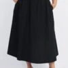 Black Full Midi Skirt With Pockets
