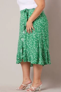Green Ditsy Wrapover Frill Rayon Midi Skirt 9 Green Ditsy Wrapover Frill Rayon Midi Skirt -You And All Fashion Store csm1212c 34ab ditsy 4
