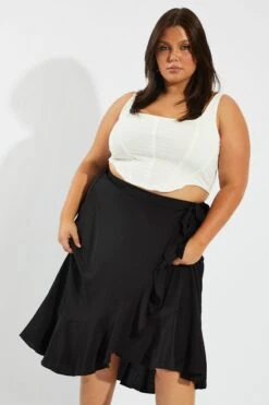 Black Wrap Frill Midi Skirt -You And All Fashion Store csm1212d 34a black 3