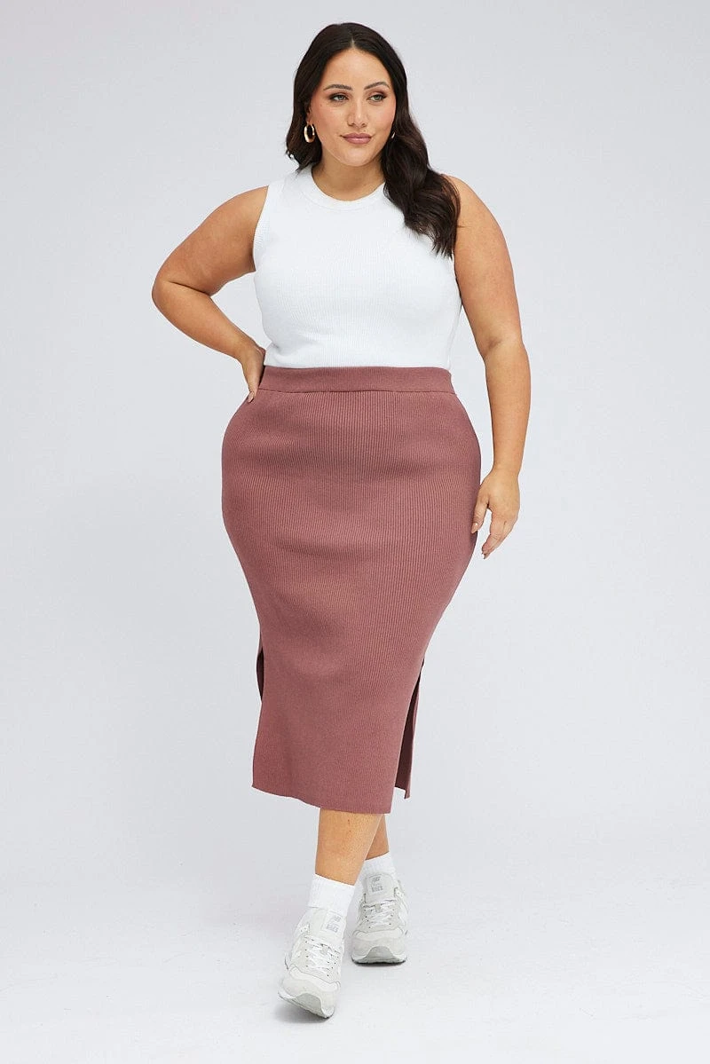 Purple Knit Skirt Midi Side Split 1 Purple Knit Skirt Midi Side Split