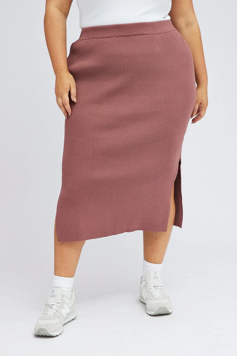 Purple Knit Skirt Midi Side Split 2 Purple Knit Skirt Midi Side Split - Image 2