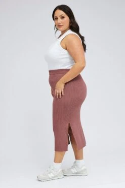 Purple Knit Skirt Midi Side Split 9 Purple Knit Skirt Midi Side Split -You And All Fashion Store csm1285f 40r mauve 4