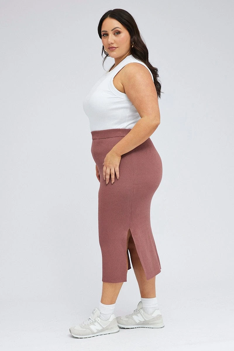 Purple Knit Skirt Midi Side Split 4 Purple Knit Skirt Midi Side Split - Image 4