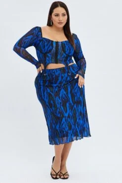 Blue Abstract Midi Skirt Mesh Print 8 Blue Abstract Midi Skirt Mesh Print -You And All Fashion Store csm1357sx 81a abstract 3