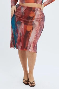 Multi Abstract Midi Skirt Mesh Landscape -You And All Fashion Store csm1357x 84a abstract 3
