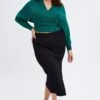 Black Knit Skirt Midi Side Split
