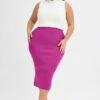 Pink Midi Skirt Rib Knit