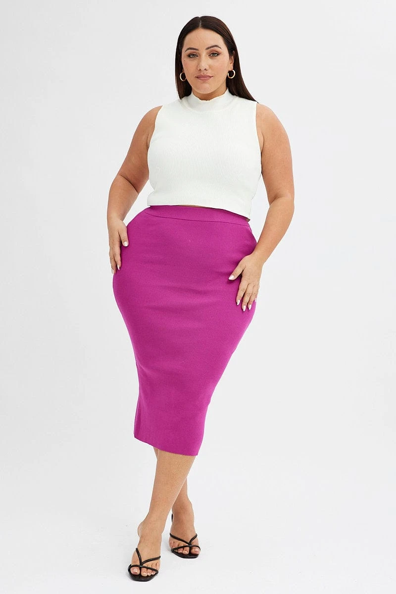 Pink Midi Skirt Rib Knit 1 Pink Midi Skirt Rib Knit