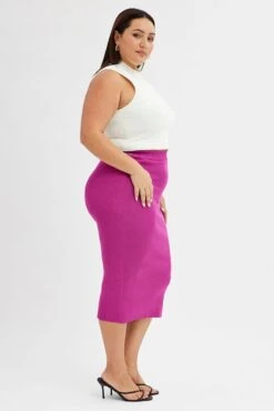 Pink Midi Skirt Rib Knit 9 Pink Midi Skirt Rib Knit -You And All Fashion Store csm15352c 40a hot pink 4