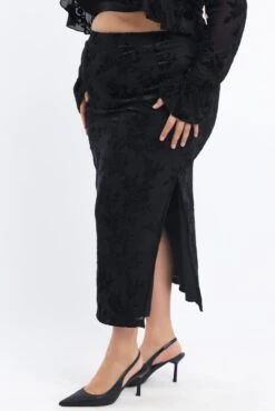 Black Stretch Burnout Bodycon Midi Skirt 9 Black Stretch Burnout Bodycon Midi Skirt -You And All Fashion Store csm17734ex 47a black 4