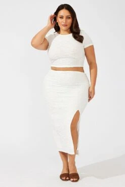 White Wavy Texture Bodycon Split Skirt -You And All Fashion Store csm2163x 81ab white 3